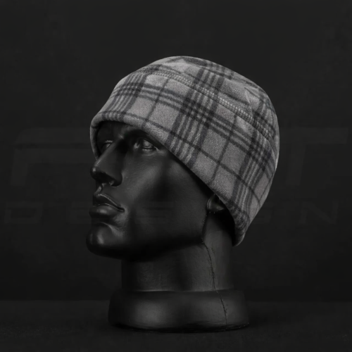 Шапка флісова сіра в клітинку (46 номер) 56 56