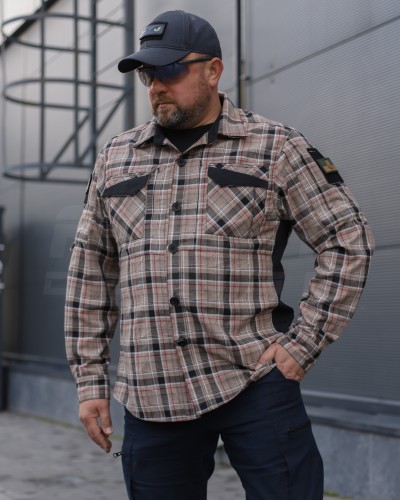 Тактична мілітарі Сорочка FCT Blackbeard літня в клітинку Тан (3 номер)  40-42/3 40-42/3