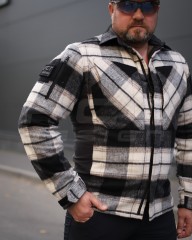 Тактическая милитари Рубашка FCT зимняя утепленная в клетку Бело-серая флис подкладка (12 номер)