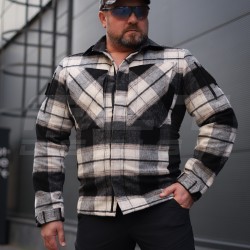 Тактична мілітарі Сорочка FCT зимова утеплена в клітинку Біло-сіра фліс підкладка (12 номер)