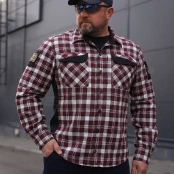 Тактическая милитари Рубашка FCT Blackbeard летняя в клетку Красная с белым (17 номер)