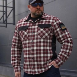 Тактическая милитари Рубашка FCT Blackbeard летняя в клетку Красная с белым (17 номер)