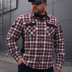 Тактическая милитари Рубашка FCT Blackbeard летняя в клетку Красная с белым (17 номер)