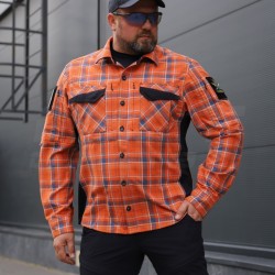 Тактическая милитари Рубашка FCT Blackbeard летняя в клетку Оранжевая (4 номер)
