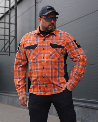 Тактична мілітарі Сорочка FCT Blackbeard літня в клітинку Помаранчева (4 номер) 40-42/3 40-42/3