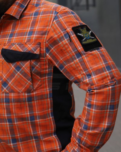 Тактична мілітарі Сорочка FCT Blackbeard літня в клітинку Помаранчева (4 номер) 40-42/3 40-42/3