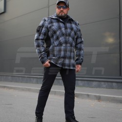 Тактична мілітарі Сорочка FCT демісезон утеплена в клітинку Синя (3 номер) 