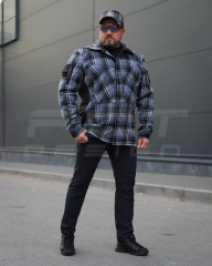 Тактическая милитари Рубашка FCT демисезон утепленная в клетку Синяя (3 номер)