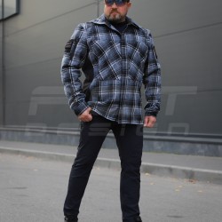 Тактична мілітарі Сорочка FCT демісезон утеплена в клітинку Синя (3 номер) 