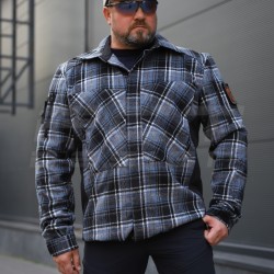 Тактична мілітарі Сорочка FCT демісезон утеплена в клітинку Синя (3 номер) 