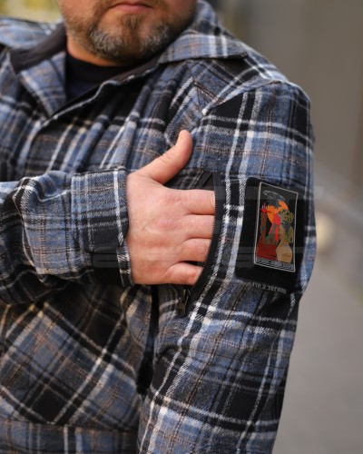 Тактическая милитари Рубашка FCT демисезон утепленная в клетку Синяя (3 номер)  40-42/3