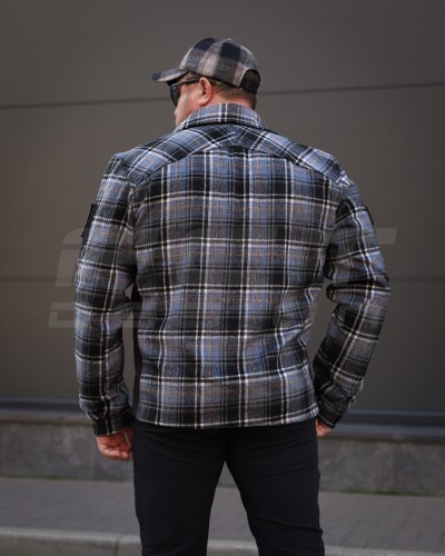 Тактическая милитари Рубашка FCT демисезон утепленная в клетку Синяя (3 номер)  40-42/3