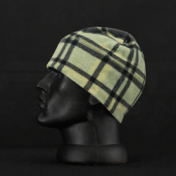 Шапка флісова зелено-чорна-біла (45 номер)
