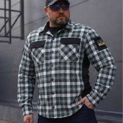 Тактична мілітарі Сорочка FCT Blackbeard літня в клітинку Зелена з білим (18 номер) 