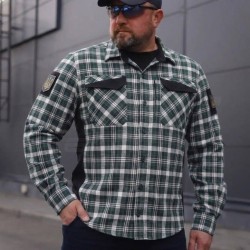 Тактическая милитари Рубашка FCT Blackbeard летняя в клетку Зеленая с белым (18 номер) 