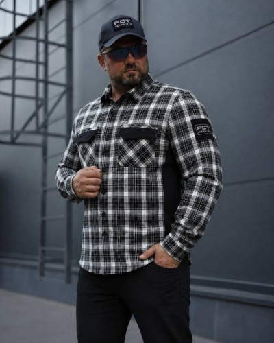 Тактическая милитари Рубашка FCT Blackbeard летняя в клетку Черно-белая (22 номер) 40-42/3