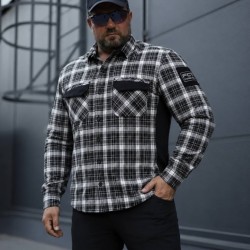 Тактическая милитари Рубашка FCT Blackbeard летняя в клетку Черно-белая (22 номер)
