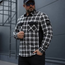 Тактическая милитари Рубашка FCT Blackbeard летняя в клетку Черно-белая (22 номер)
