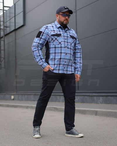 Тактична мілітарі Сорочка FCT Blackbeard літня в клітинку Блакитно-помаранчева (5 номер)  40-42/3 40-42/3