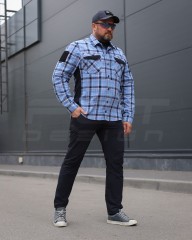 Тактична мілітарі Сорочка FCT Blackbeard літня в клітинку Блакитно-помаранчева (5 номер)