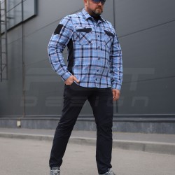 Тактична мілітарі Сорочка FCT Blackbeard літня в клітинку Блакитно-помаранчева (5 номер)