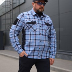 Тактична мілітарі Сорочка FCT Blackbeard літня в клітинку Блакитно-помаранчева (5 номер)