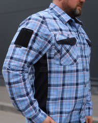 Тактична мілітарі Сорочка FCT Blackbeard літня в клітинку Блакитно-помаранчева (5 номер)