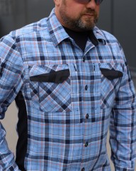 Тактична мілітарі Сорочка FCT Blackbeard літня в клітинку Блакитно-помаранчева (5 номер)