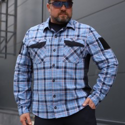 Тактична мілітарі Сорочка FCT Blackbeard літня в клітинку Блакитно-помаранчева (5 номер)