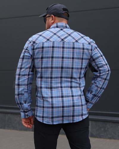 Тактична мілітарі Сорочка FCT Blackbeard літня в клітинку Блакитно-помаранчева (5 номер)  40-42/3 40-42/3