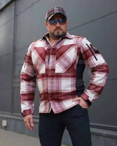 Тактическая милитари Рубашка FCT зимняя утепленная в клетку Бордовая флис подкладка (26 номер) 40-42/3