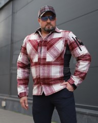 Тактическая милитари Рубашка FCT зимняя утепленная в клетку Бордовая флис подкладка (26 номер)