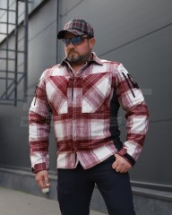 Тактическая милитари Рубашка FCT зимняя утепленная в клетку Бордовая флис подкладка (26 номер)