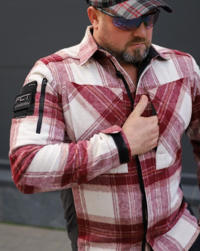 Тактическая милитари Рубашка FCT зимняя утепленная в клетку Бордовая флис подкладка (26 номер) 40-42/3