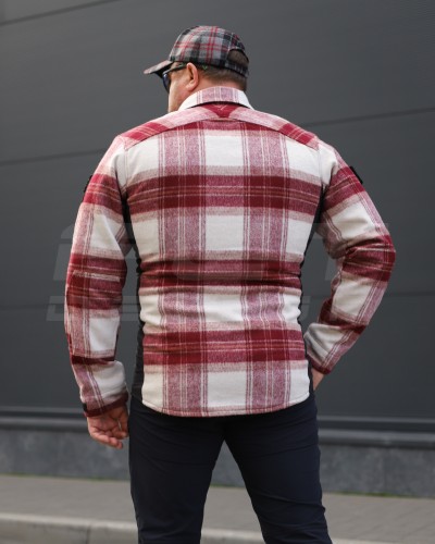 Тактическая милитари Рубашка FCT зимняя утепленная в клетку Бордовая флис подкладка (26 номер) 40-42/3