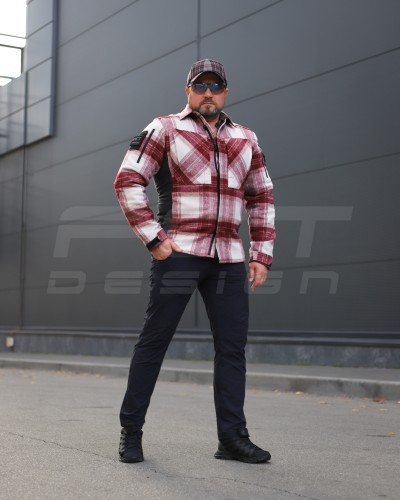 Тактическая милитари Рубашка FCT зимняя утепленная в клетку Бордовая флис подкладка (26 номер) 40-42/3