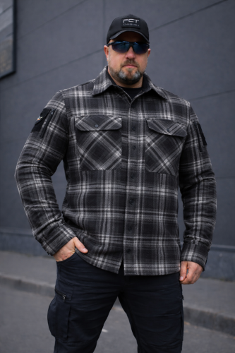 Тактична мілітарі Сорочка FCT демісезон утеплена в клітинку сіро-біла (35 номер) 40-42/3 40-42/3
