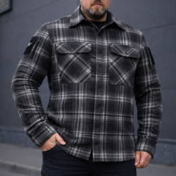 Тактична мілітарі Сорочка FCT демісезон утеплена в клітинку сіро-біла (35 номер)