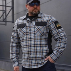 Тактическая милитари Рубашка FCT Blackbeard летняя в клетку Голубая с оранжевым (19 номер)