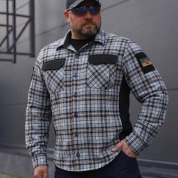 Тактическая милитари Рубашка FCT Blackbeard летняя в клетку Голубая с оранжевым (19 номер)