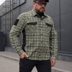 Тактическая милитари Рубашка FCT Blackbeard летняя в клетку Зелено-бежевая мелкая (21 номер)