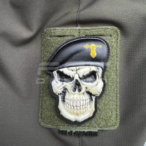 Шеврон/патч гумовий ПВХ Череп в береті танкових військ