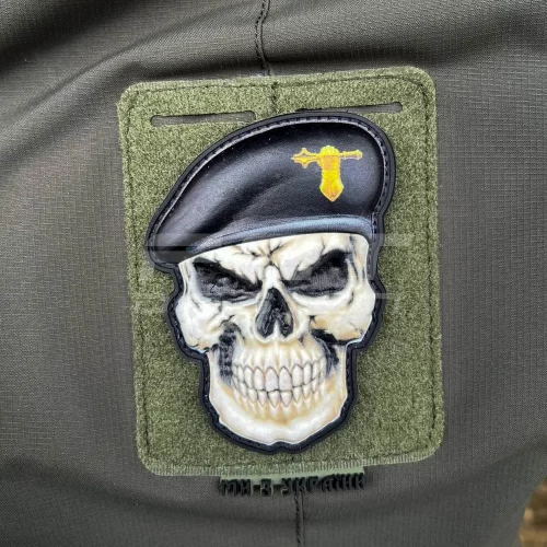 Шеврон/патч гумовий ПВХ Череп в береті танкових військ