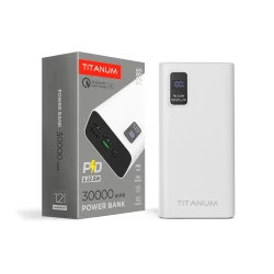 Повербанк TITANUM 728S 30000mAh 22.5W Білий PD22.5 W + QC3.0