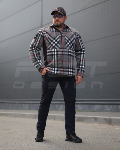 Тактическая милитари Рубашка FCT зимняя утепленная в клетку Красная-серая флис подкладка (23 номер) 40-42/3