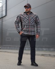 Тактическая милитари Рубашка FCT зимняя утепленная в клетку Красная-серая флис подкладка (23 номер)