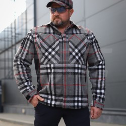 Тактическая милитари Рубашка FCT зимняя утепленная в клетку Красная-серая флис подкладка (23 номер)