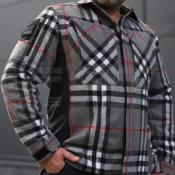 Тактическая милитари Рубашка FCT зимняя утепленная в клетку Красная-серая флис подкладка (23 номер)