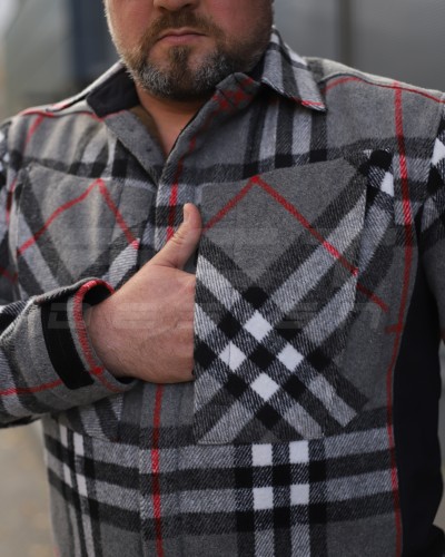 Тактическая милитари Рубашка FCT зимняя утепленная в клетку Красная-серая флис подкладка (23 номер) 40-42/3