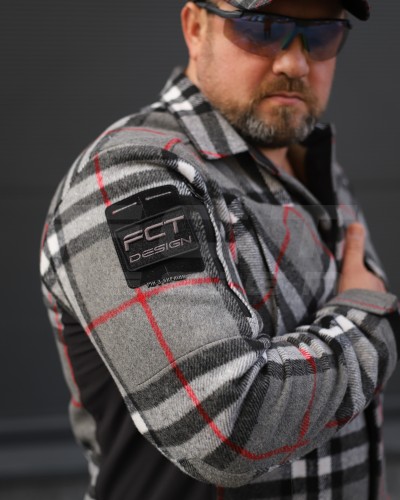 Тактическая милитари Рубашка FCT зимняя утепленная в клетку Красная-серая флис подкладка (23 номер) 40-42/3